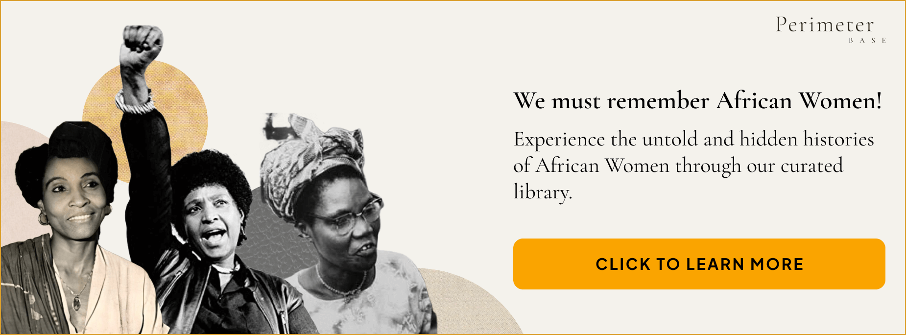 Banner: We must remember African Women! Experience the untold and hidden histories of African Women through our curated library. CLICK TO LEARN MORE.